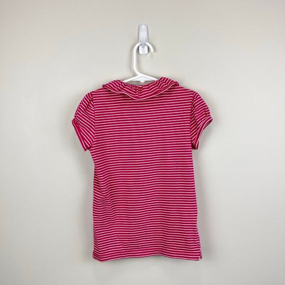 Busy Bees Eliza Ruffle Polo Pink Stripes 8 - Picture 5 of 7